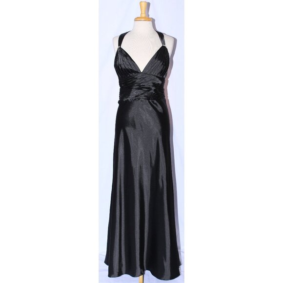 MayQueen Dresses & Skirts - MayQueen #457 Long Satin Formal Prom or Evening Gown-Sizes 16-BLACK-NEW